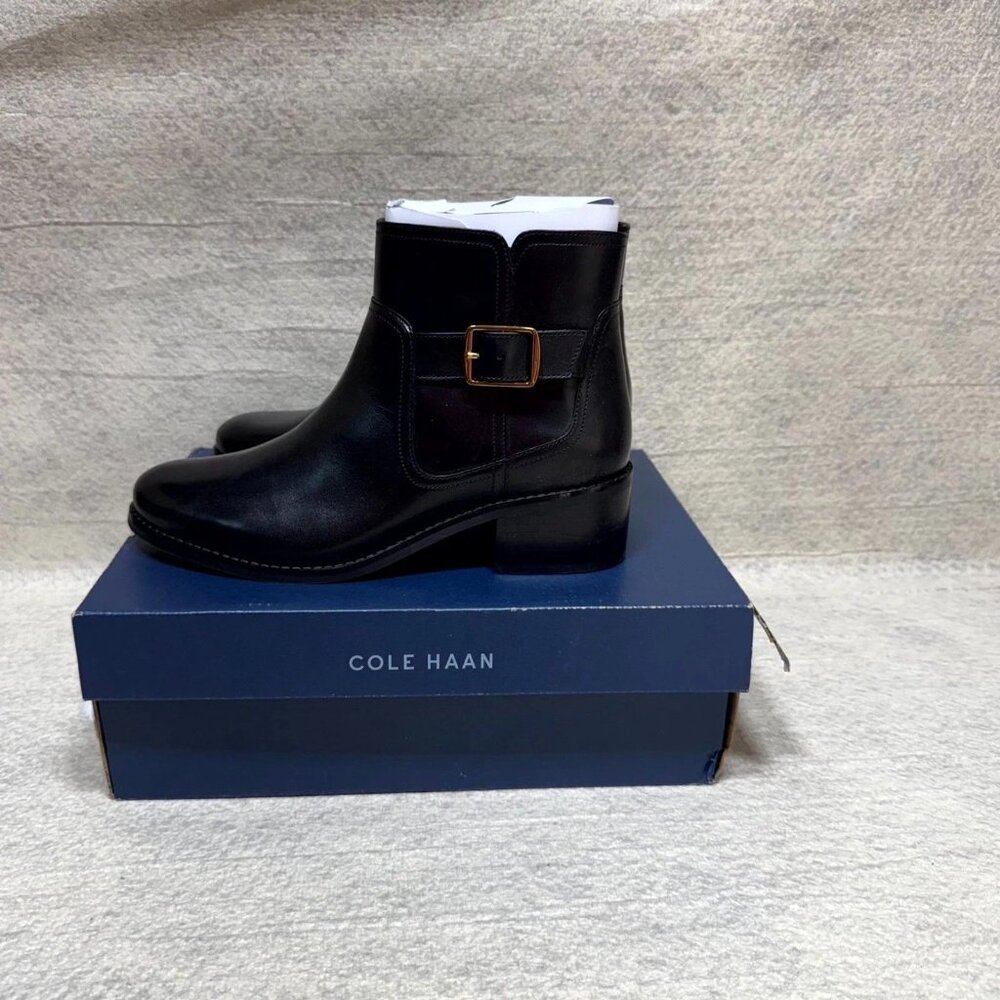 Cole Haan Womens $115 Leather Thayer Buckle Ankle Boots Black Size 8.5 B NEW - Picture 4 of 6